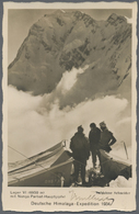 Br Thematik: Bergsteigen / Mountaineering: 1934, Dt. Reich. Foto-Ansichtskarte "Deutsche Himalaya-Expedition 1934" Mit A - Arrampicata