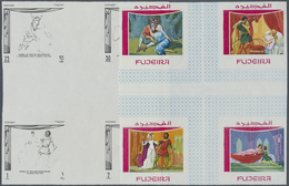 ** Thematik: Druck-Dichter / Printing-poets: 1969, Fujeira. Progressive Proof In Cross Gutter Blocks Of 4 (6 Phases) Con - Scrittori