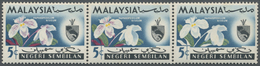 ** Thematik: Flora-Orchideen / Flora-orchids: 1965, Negri Sembilan, 5c. Orchids, Horiz. Strip Of Three, Right Stamps Sho - Orchidées