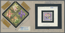 Thematik: Flora-Orchideen / Flora-orchids: 1972, Burundi, 2 Original Artist's Drawings For The ORCHID Set, One Time A Bl - Orchidées