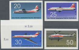 ** Thematik: Flugzeuge, Luftfahrt / Airoplanes, Aviation: 1969: DDR, Flugzeuge UNGEZÄHNT In Originalfarben, 4 Werte Komp - Avions