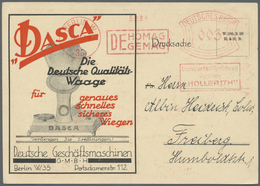 Br Thematik: Judaika / Judaism: 1929, "DASCA Qualitätswaage" Werbekarte Mit Freistempler "DEHOMAG/DEGEMAG Hollerith-Loch - Non Classés