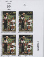 ** Thematik: Kinder / Children: 1993, UN Geneva. Imperforate Corner Block Of 4 For The 50c Value Of The Issue "Aging Wit - Autres & Non Classés