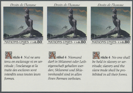 ** Thematik: Kunst / Art: 1989, UN Geneva. IMPERFORATE Inscription Block Of 6 (3 Stamps And 3 Labels) For The 80c Value - Altri & Non Classificati