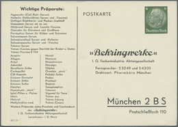 GA Thematik: Medizin, Gesundheit / Medicine, Health: 1935 (ca), Dt. Reich. Privat-Postkarte 6 Pf Hindenburg "Behringwerk - Médecine