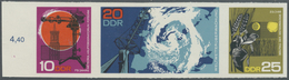 ** Thematik: Meteorologie / Meteorology: 1968: DDR, Meteorologie UNGEZÄHNT In Originalfarben 3 Werte Komplett Als Zusamm - Klimaat & Meteorologie