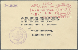 Br Thematik: Olympische Spiele / Olympic Games: 23.7.35 Absender-Frei-o Berlin C 003 Pf. BERLIN STADT DER OLYMPIADE 1936 - Autres & Non Classés
