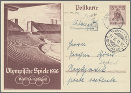 GA Thematik: Olympische Spiele / Olympic Games: 1936, Dt. Reich Für Berlin. Olympia-Postkarte 15+10 Pf Tribüne Als Druck - Other & Unclassified