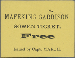 Thematik: Pfadfinder / Boy Scouts: 1900, Mafeking. Scarce Yellow SOWEN TICKET Issued By Capt. March. - Altri & Non Classificati