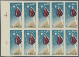 ** Thematik: Raumfahrt / Astronautics: 1964, Dubai, 2np. "Rocket Flight" Imperf., Marginal Block Of Ten With Distinctive - Altri & Non Classificati