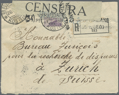 Br Ägäische Inseln: 1918 (26.4.), 50 C. Violett Mit Aufdruck 'Cos' Einzelfrankatur Auf Zensuriertem R-Brief Mit S - Ägäis