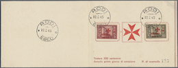 Brrst Ägäische Inseln: 1945, Red Cross, 5l. + 10l. And 10l. + 10l., Both Values In Presentation Folder Neatly Oblit. - Ägäis