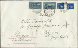 Br Albanien: 1933, 20q. Greyish Blue Airmail Stamp (2) And 25q. Blue (2) On Commercial Airmail Cover From "TIRANE - Albanien