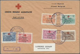 Br Albanien: 1946, Red Cross Congress, Complete Set Of Six Values On Pre-printed Envelope "CROIX-ROUGE ALBANAISE" - Albanien