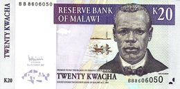 MALAWI 20 KWACHA PURPLE MAN FRONT LANDSCAPE MAN BACK DATED 31-10-2007 P.50 UNC READ DESCRIPTION - Malawi