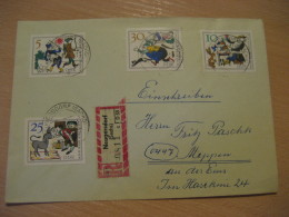Delcampe - Tischlein Deck Dich NEUGERSDORF 1966 Stamp On Registered Cover DDR GERMANY Donkey Donkeys Horse - Esel