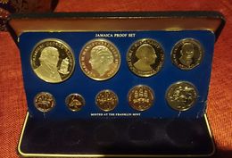 Jamaica 1977 Dollar 9 Coin Proof Official Set Franklin Mint With 2 Silver Coins (free Shipping Via Registered Air Mail) - Jamaique