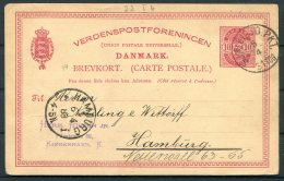 1888 Denmark 10 Ore Stationery Postcard Copenhagen - Hamburg, Germany. Railway TPO - Lettere