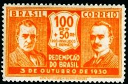 BRAZIL # 345 - REVOLUTION OF OCTOBER 1930 - ORANGE  - 100 Rs + 50 RÉIS  -  MINT - Ungebraucht