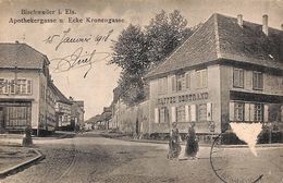 67 - Bischweiler  Apothekergasse U. Ecke Kronengasse (animée... Manque De Matière, Retrait Timbre, 1918) - Bischwiller