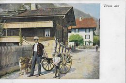 GRUSS AUS ?????  → Bauer & Sohn  Mit Hunde-Milchkarrengespann, Ca.1900 - Enge