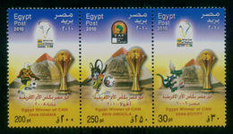 EGYPT / 2010 / SPORT / FOOTBALL / CAN / EGYPT2006-GHANA2008-ANGOLA2010 / 3 MNH VF STAMPS . - Unused Stamps