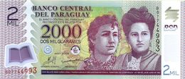 PARAGUAY 2000 GUARANIES PURPLE WOMAN FRONT PEOPLE BACK POLYMER ND(2009) P.? UNC READ DESCRIPTION - Paraguay
