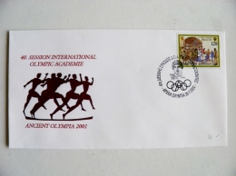 Cover Greece Olympic Games 2000  Special Cancel Ancient Olympia 2001 Academie - Briefe U. Dokumente