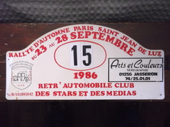 Plaque- Rallye Paris Saint Jean De Luz-1986 - Rallyeschilder