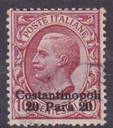 Italian Post Offices In The Levant, Costantinople S 15 1908 20 Para On 10c Pink, Used - Emissions Générales
