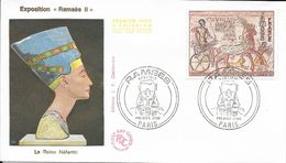 Env Fdc 4/9/76 Paris,N°1899, Exposition Ramsès II, La Reine Néfertiti - Egittologia