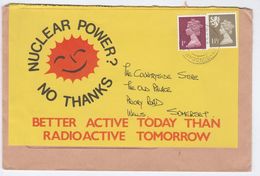 1982 Dundonnell NUCLEAR POWER NO THANKS COVER Re-use Label BETTER ACTIVE TODAY THAN RADIOACTIVE Atomic Energy Gb Stamps - Atoom