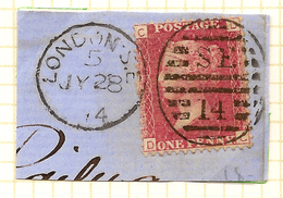GB 1858 1d On Piece (plate 168) SG 43 U #ABJ018 - Brieven En Documenten