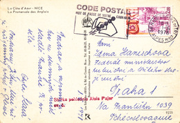 L4087 - France (1978) 06 Nice Centre: ZIP Code... (postcard: Nice); Tariff: 2,00 F; To Czechoslovakia - Postleitzahl