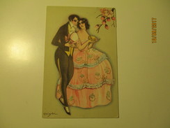 BALLERINI FRATINI , CHIOSTRI  177 , ART DECO , EASTER COUPLE , OLD POSTCARD  , O - Chiostri, Carlo