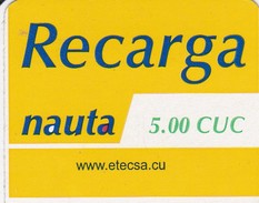 TARJETA DE CUBA DE RECARGA DE NAUTA DE 5 CUC (ETECSA) - Cuba