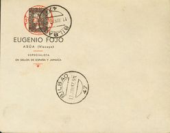 BIBLIOGRAFIA. SOBRE. 1937. Sobre Sin Circular Con Membrete Del 6 Cuartos Negro De 1850 EUGENIO FOJO / ASUA (VIZCAYA) / E - Andere & Zonder Classificatie