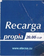 TARJETA DE CUBA DE RECARGA DE PROPIA DE 20 CUP (ETECSA) - Kuba