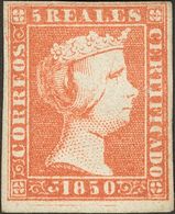 ISABEL II. Isabel II. 1 De Enero De 1850. (*) 3. 5 Reales Rojo (leve Adelgazamiento). Color Intenso Y Margenes Grandes. - Andere & Zonder Classificatie