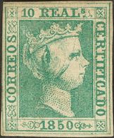 ISABEL II. Isabel II. 1 De Enero De 1850. * 5. 10 Reales Verde (invisible Cortecito En El Margen Derecho). Color Intenso - Andere & Zonder Classificatie