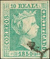 ISABEL II. Isabel II. 1 De Enero De 1850. º 5. 10 Reales Verde (invisible Puntito Claro, Solo Detectable Con Benzina). M - Andere & Zonder Classificatie