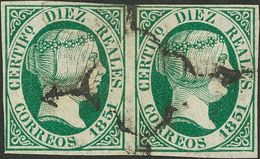 ISABEL II. Isabel II. 1 De Enero De 1851. º 11(2). 10 Reales Verde, Pareja. Color Excepcional. MAGNIFICA. (Edifil 2014: - Andere & Zonder Classificatie