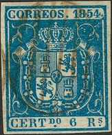 ISABEL II. Isabel II. 1 De Enero De 1854. º 27. 6 Reales Azul. MAGNIFICO. (Edifil 2018: 450€) - Andere & Zonder Classificatie