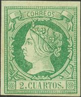 ISABEL II. Isabel II. 1 De Febrero De 1860. * 51. 2 Cuartos Verde. MAGNIFICO. Cert. CEM. (Edifil 2018: 475€) - Andere & Zonder Classificatie