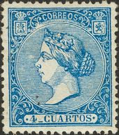 ISABEL II. Isabel II. 1 De Enero De 1866. * 81. 4 Cuartos Azul. PIEZA DE LUJO. - Andere & Zonder Classificatie