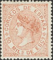 ISABEL II. Isabel II. 1 De Julio De 1867. * 96. 50 Mils Castaño. Muy Bien Centrado. MAGNIFICO. (Edifil 2018: 27€) - Andere & Zonder Classificatie