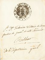 CORREO CARLISTA. SOBRE (1835ca). Dirigida A BILBAO. Marca De Franquicia SEÑORIO DE VIZCAYA / M.N.Y.M.L., En Negro. MAGNI - Andere & Zonder Classificatie