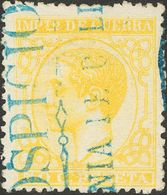 ALFONSO XII. Alfonso XII. 1 De Septiembre De 1877. Impuesto De Guerra. º 189. 50 Cts Amarillo. Matasello Fiscal En Azul. - Andere & Zonder Classificatie