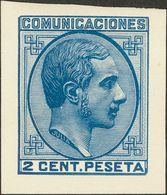 ALFONSO XII. Alfonso XII. 1 De Julio De 1878. (*) 190P. 2 Cts Azul. PRUEBA DE PUNZON. MAGNIFICA Y RARA. (Galvez 1052) - Andere & Zonder Classificatie