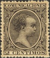 ALFONSO XIII. Alfonso XIII. Pelon. ** 214. 2 Cts Negro. PIEZA DE LUJO. - Andere & Zonder Classificatie